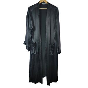 Los Angeles Atelier Satin Robe Black Size 8 Long Dressing Gown Pockets Lingerie
